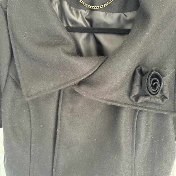 Dimiri Cropped Short Sleeve Portrait Collar Rosette Wool Blend Coat Size XL - Picture 4 of 12